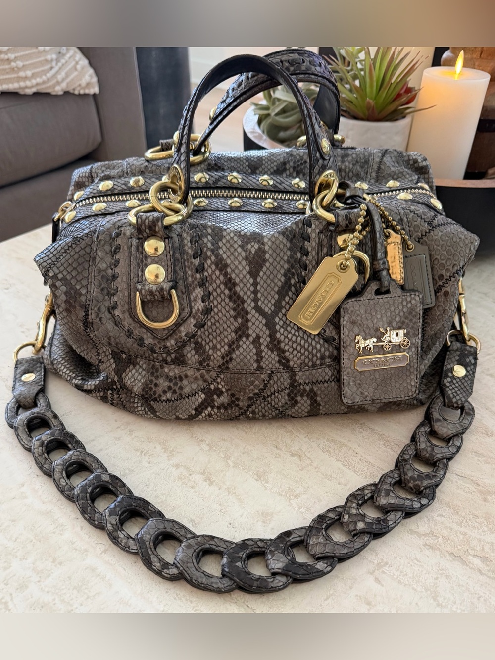 Coach Exotic Python Satchel with Gold Hardware - Limited Edition
